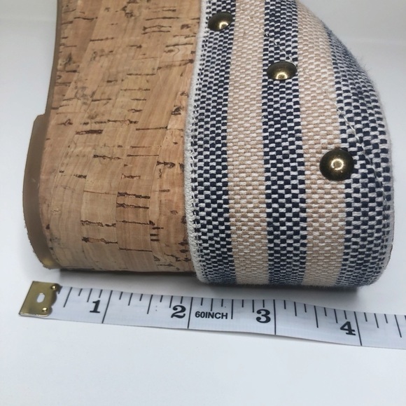 Lucky Brand cream navy X strap cork wedge heels - Picture 10 of 11